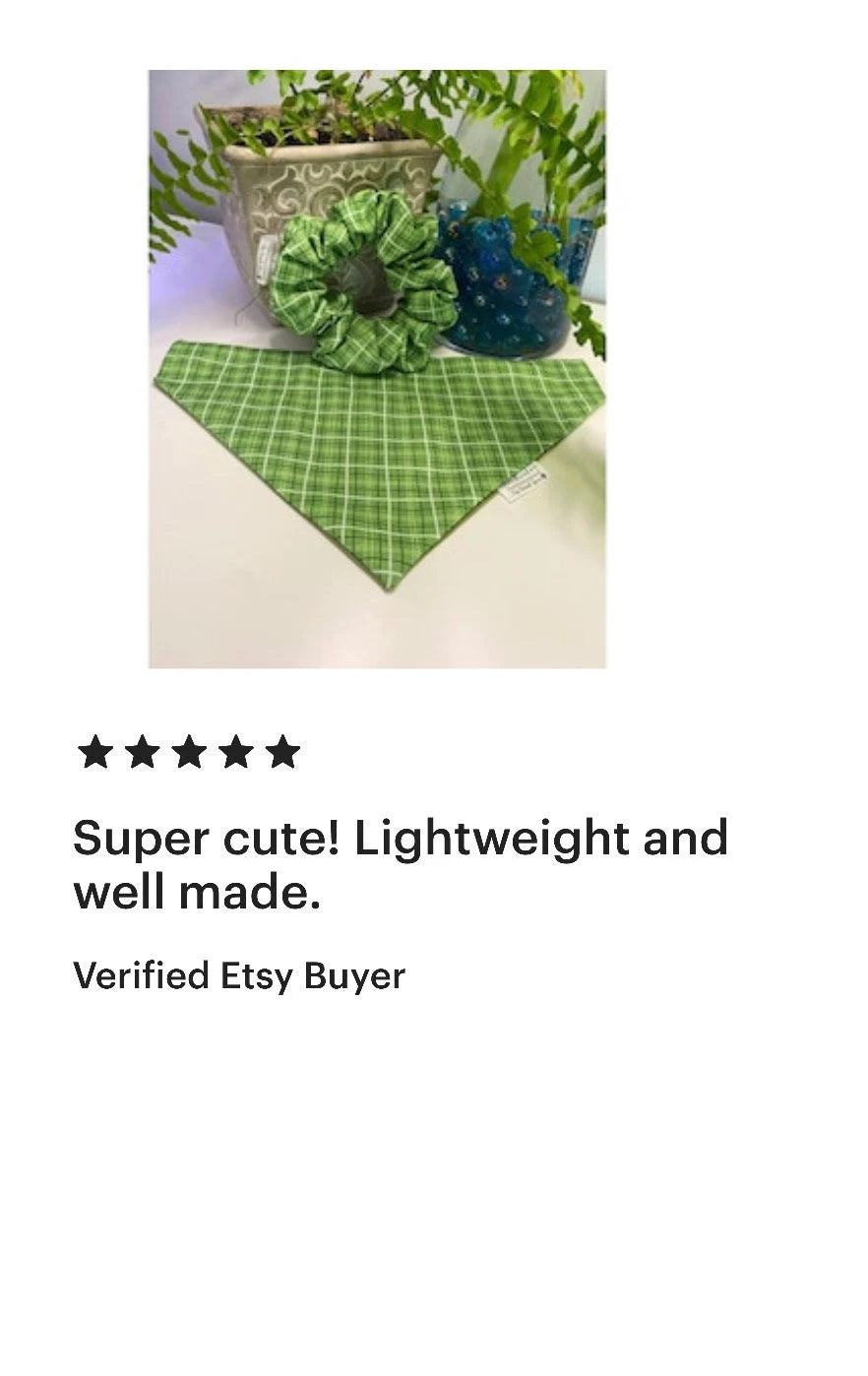 Green Plaid Pet Bandanas and Hair Scrunchies