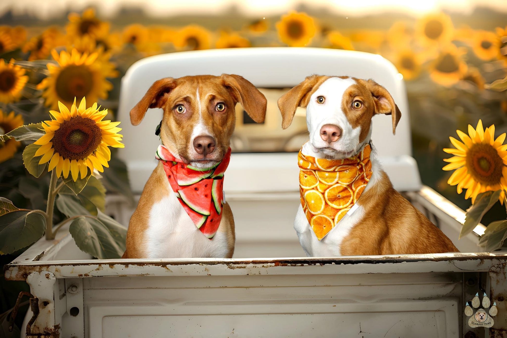 Summer Spritzer Collection - Citrus Orange Pet Bandana and Hair Scrunchie