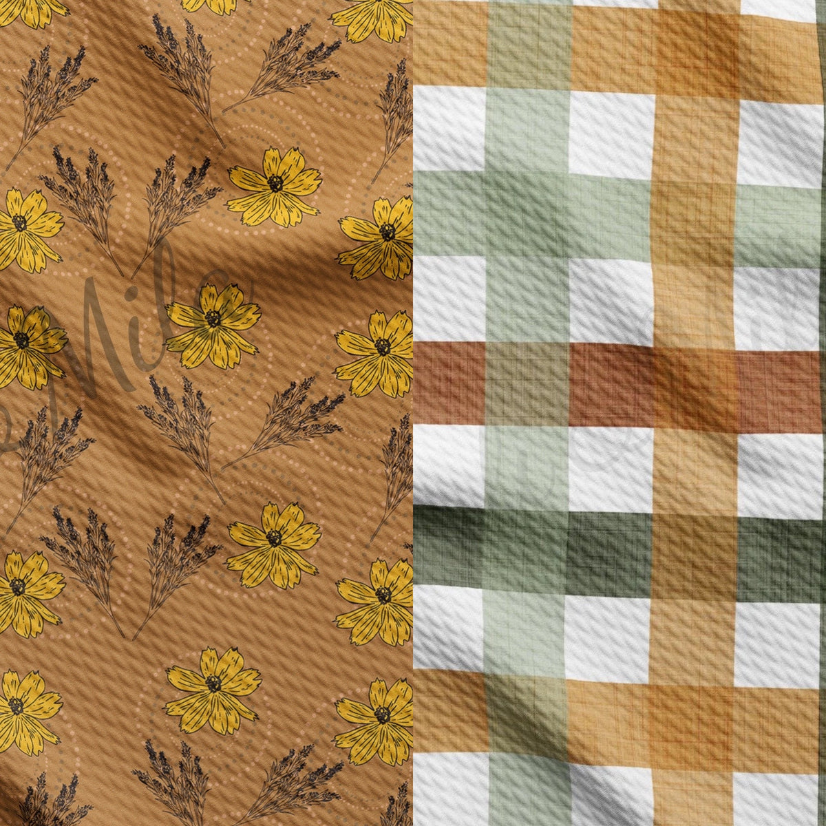 Autumn Countryside Collection - Golden Meadow + Country Plaid Reversible Bandana