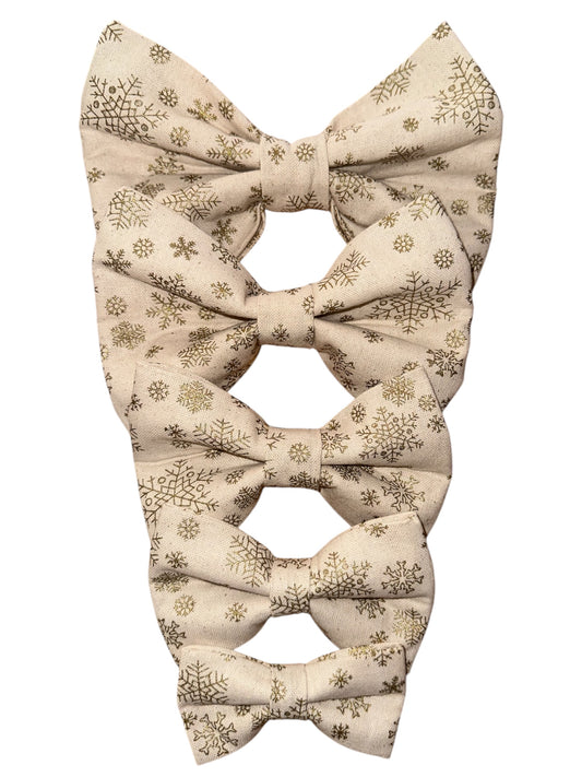 Pet Bow Ties - Gold Snowflakes