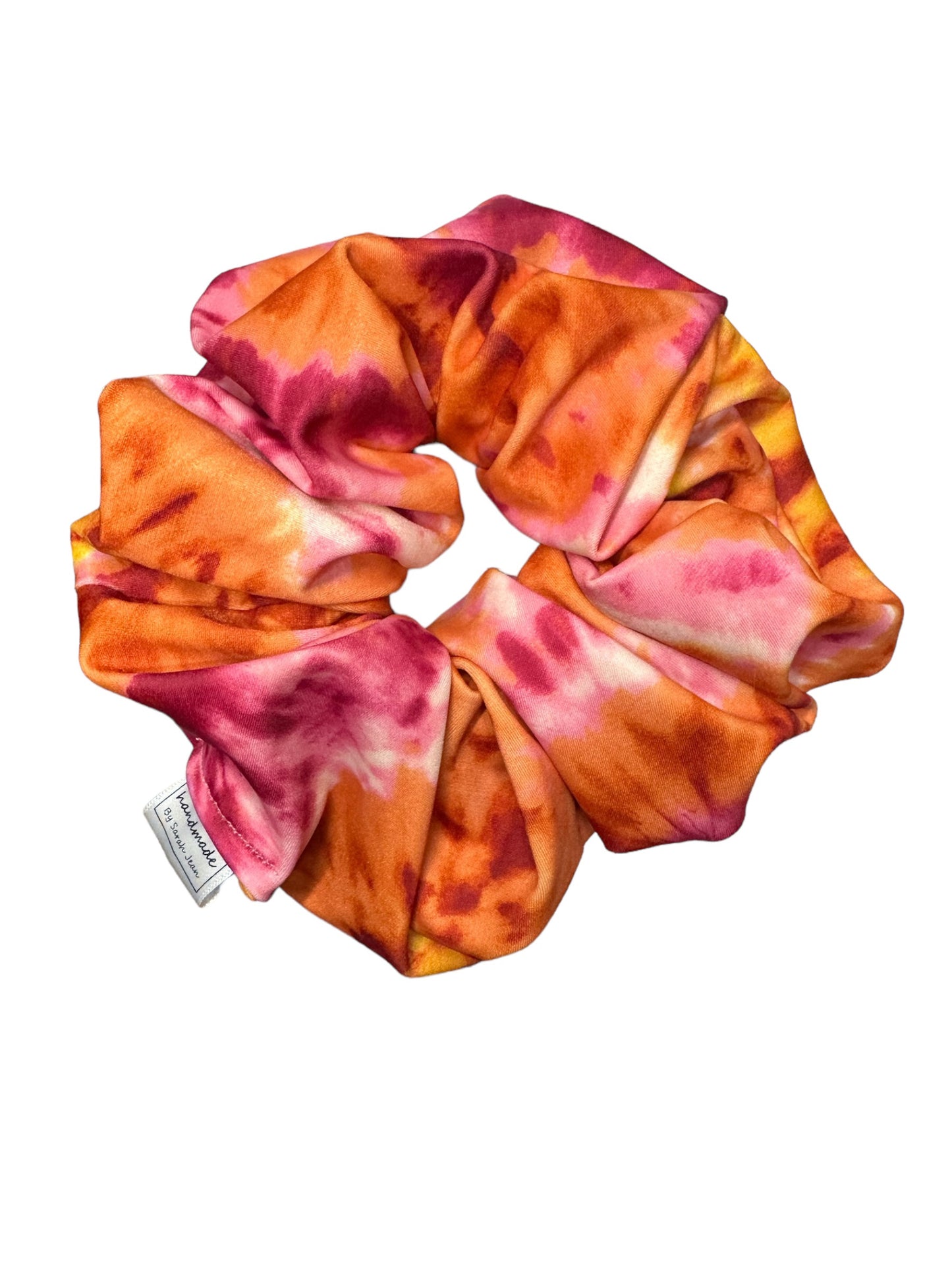 Tie Dye Collection - Orange & Pink Lycra Swim/Sweat Hair Scrunchies