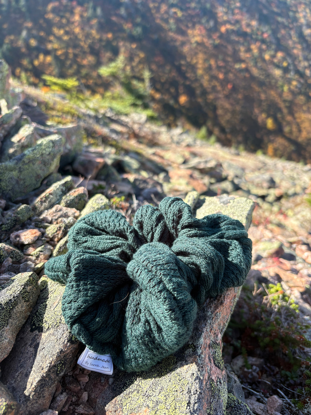 Forest Green Cable Knit Hair Scrunchie