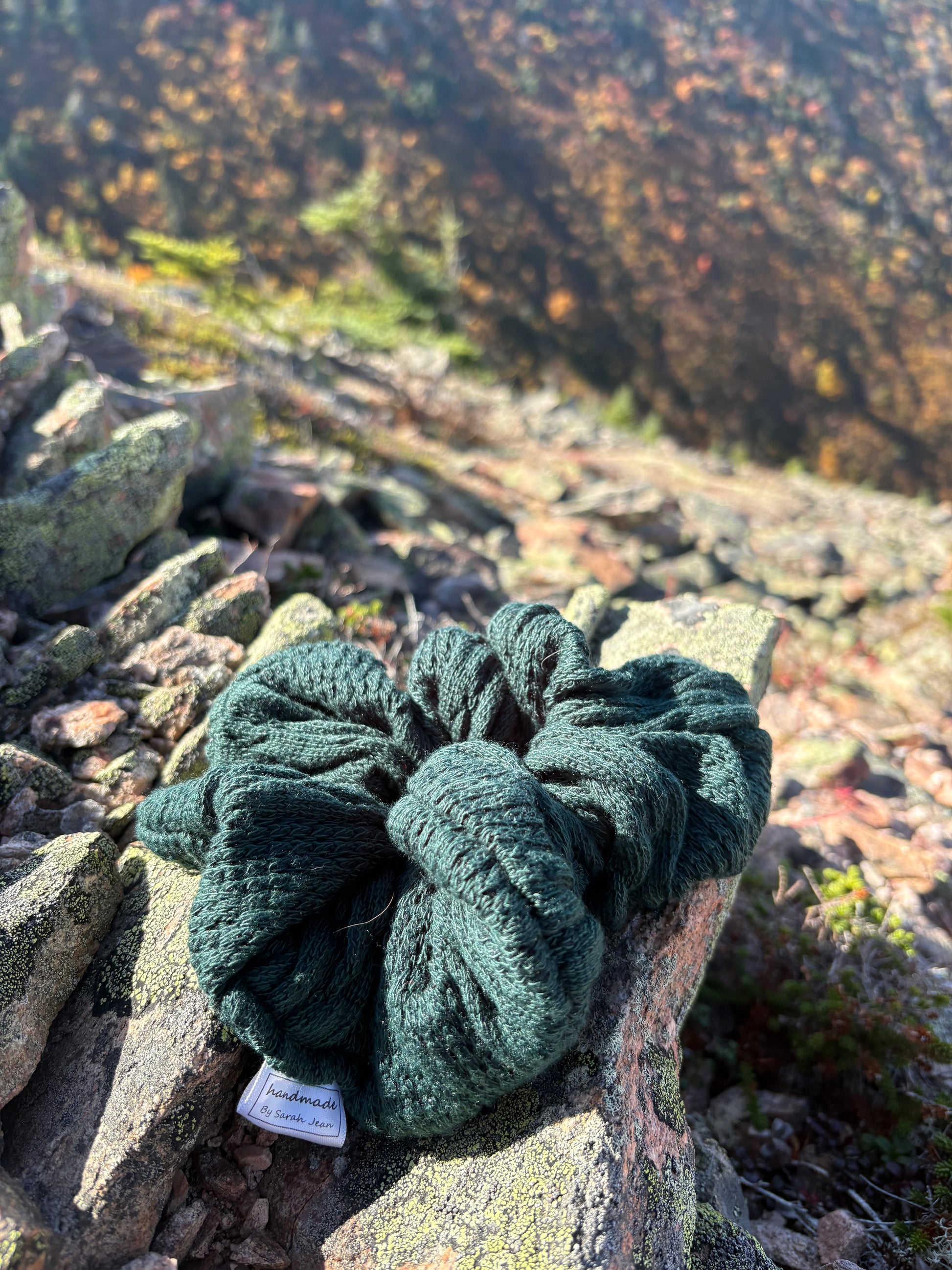 Forest Green Cable Knit Hair Scrunchie