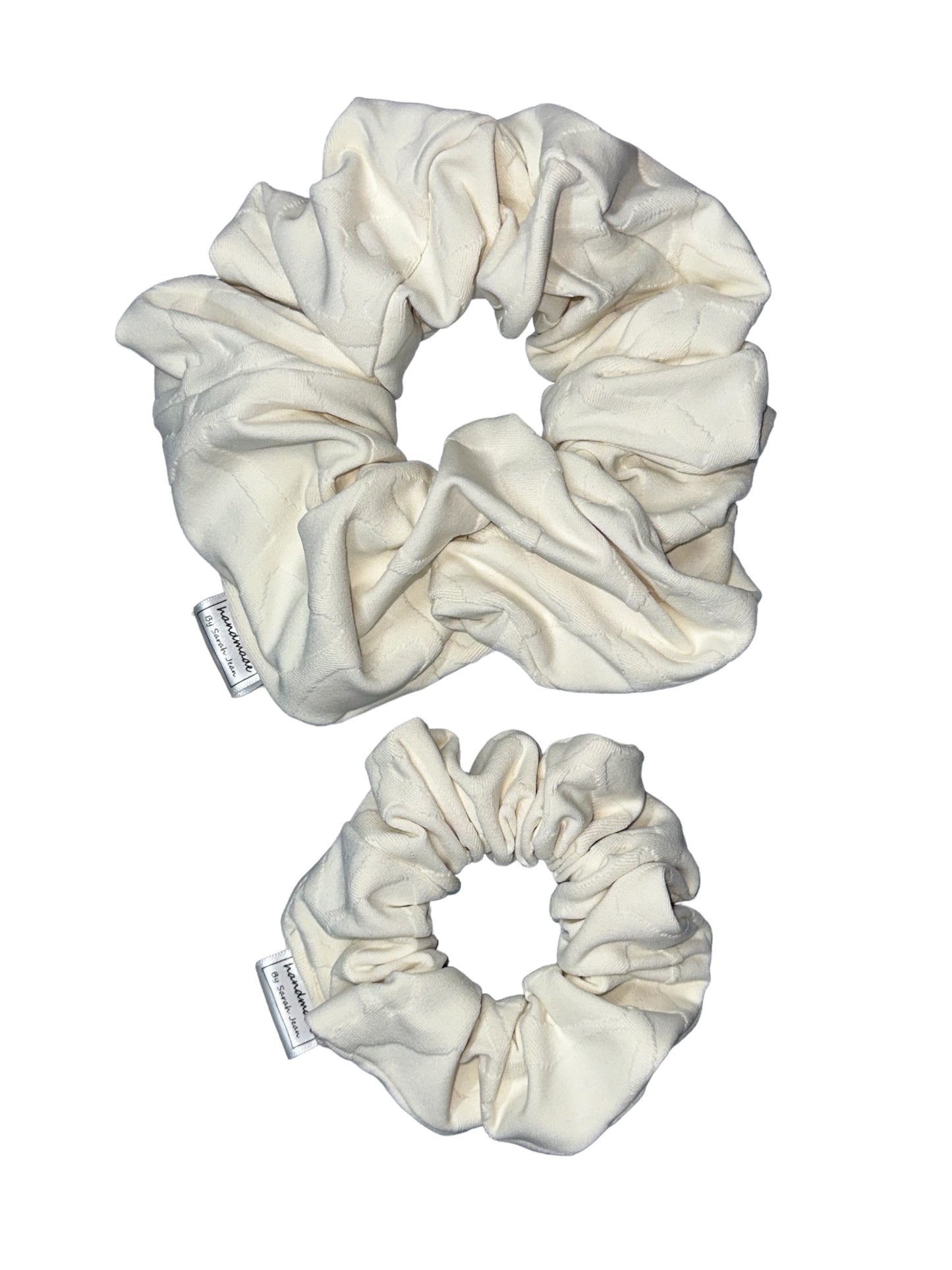 The Amy Collection - Ivory White Swim/Sweat Hair Scrunchies