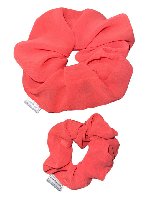 The Breagh Collection - Coral Chiffon Hair Scrunchies