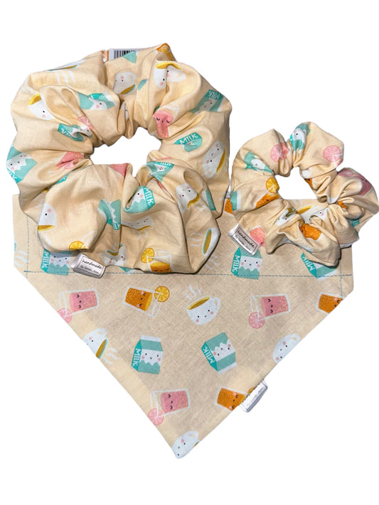 Brunch Date Collection - Milk n' Juice Pet Bandanas and Hair Scrunchies