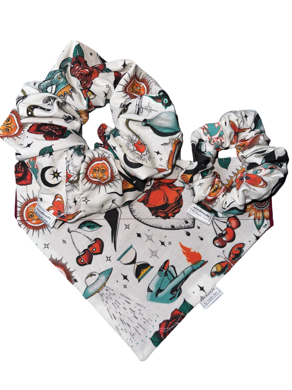 Aaron’s Collection - Flash Art Tattoos Pet Bandana and Hair Scrunchie