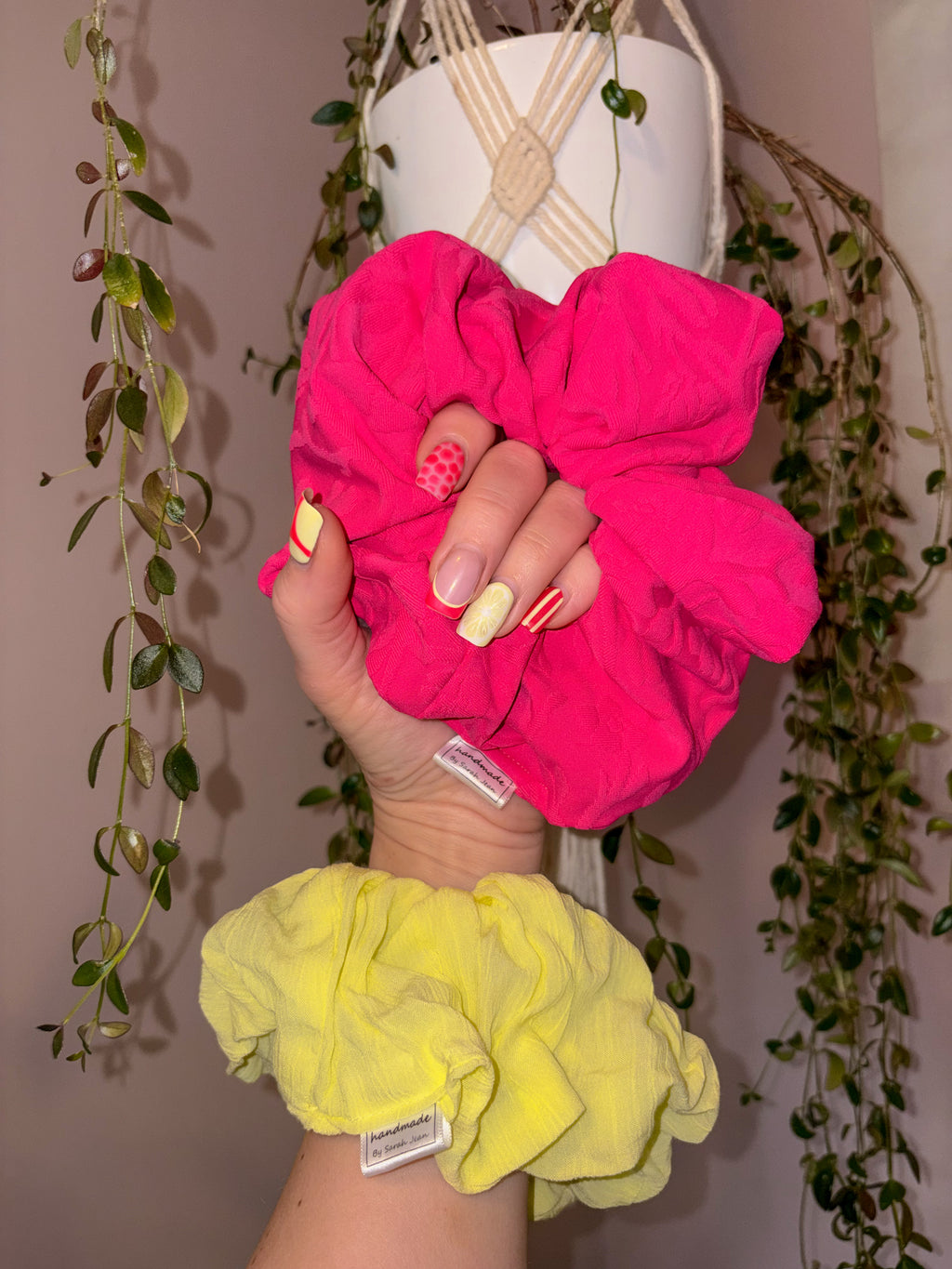 The Amy Collection - Flamingo Pink Swim/Sweat Hair Scrunchie