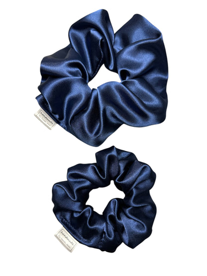 Christmas Palette Collection - Dark Navy Blue Satin Hair Scrunchies