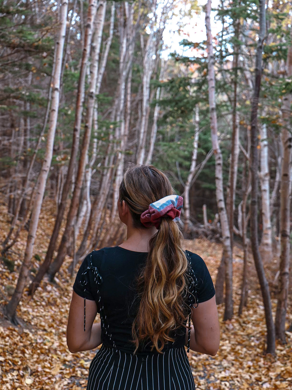 Lumberjack Plaid Collection - Red/White/Grey Bandana and Hair Scrunchie