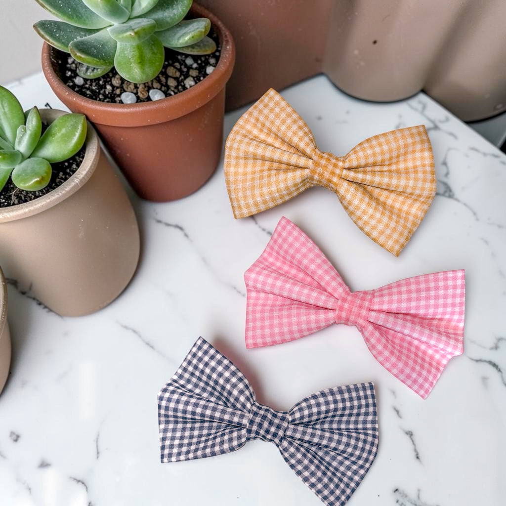 The Hayley Collection - Butter Yellow Gingham Bow Tie