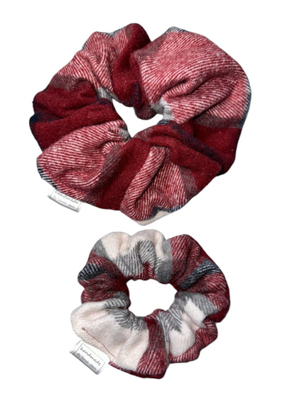 Lumberjack Plaid Collection - Red/White/Grey Bandanas and Hair Scrunchies