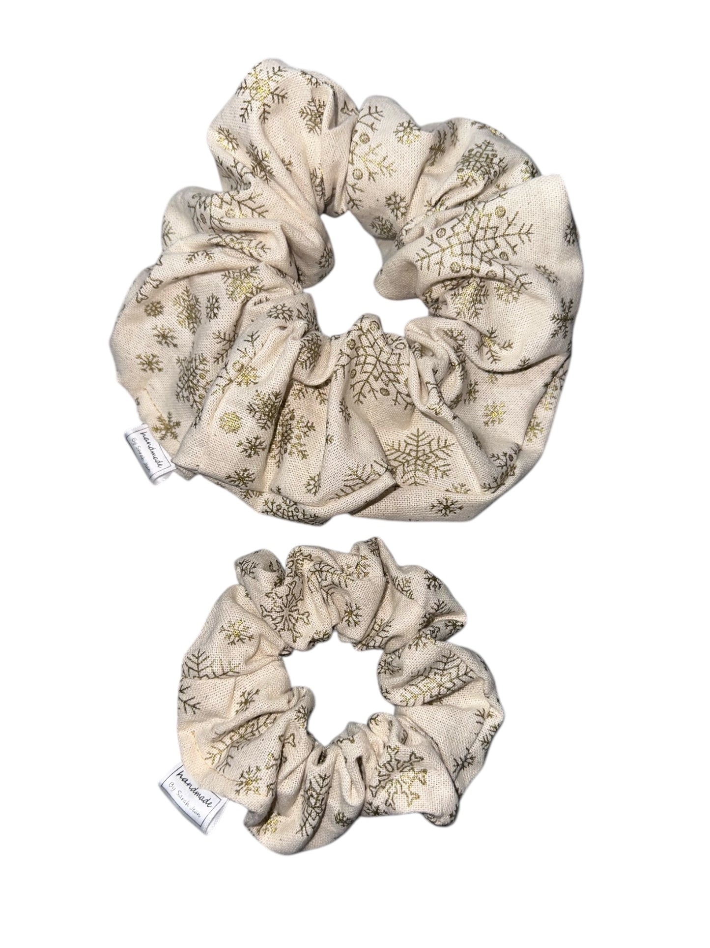 Classic Christmas Collection - Gold Snowflakes Bandanas and Hair Scrunchies