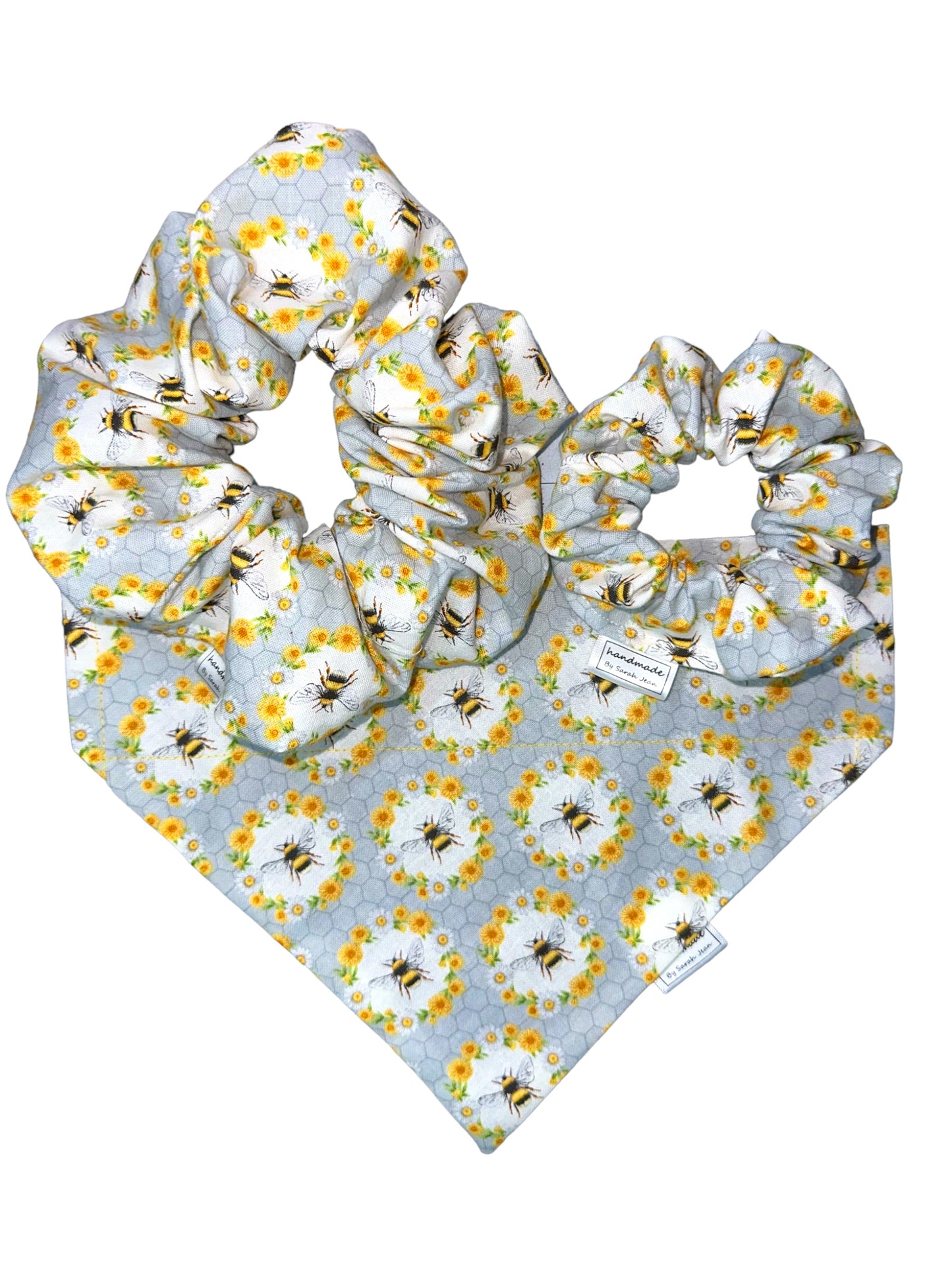 Bugs n’ Bees Collection - Honeycomb Cotton Pet Bandanas and Hair Scrunchies