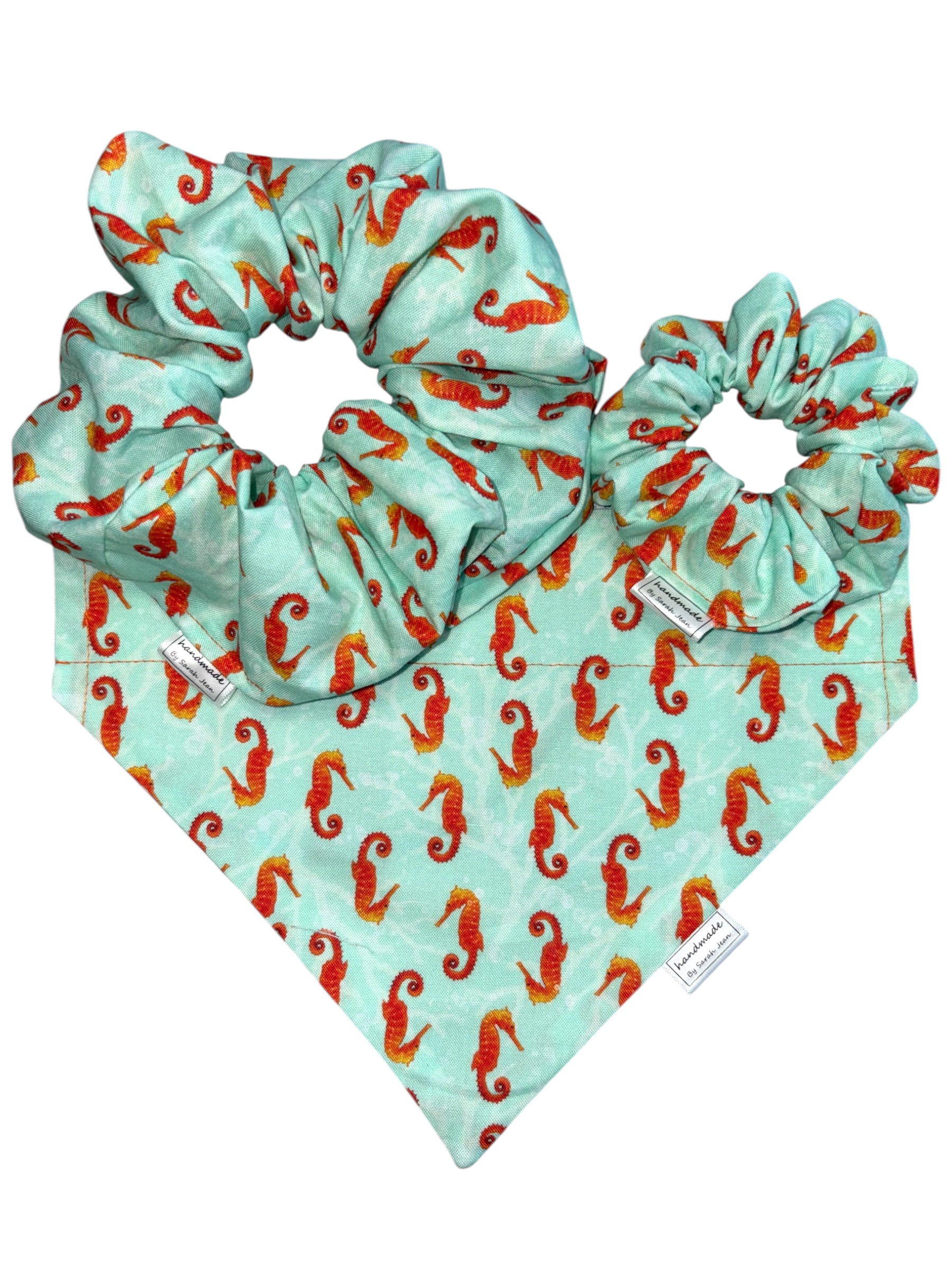 Sea Squad Collection - Seahorse Shuffle Bandana and Hair Scrunchie