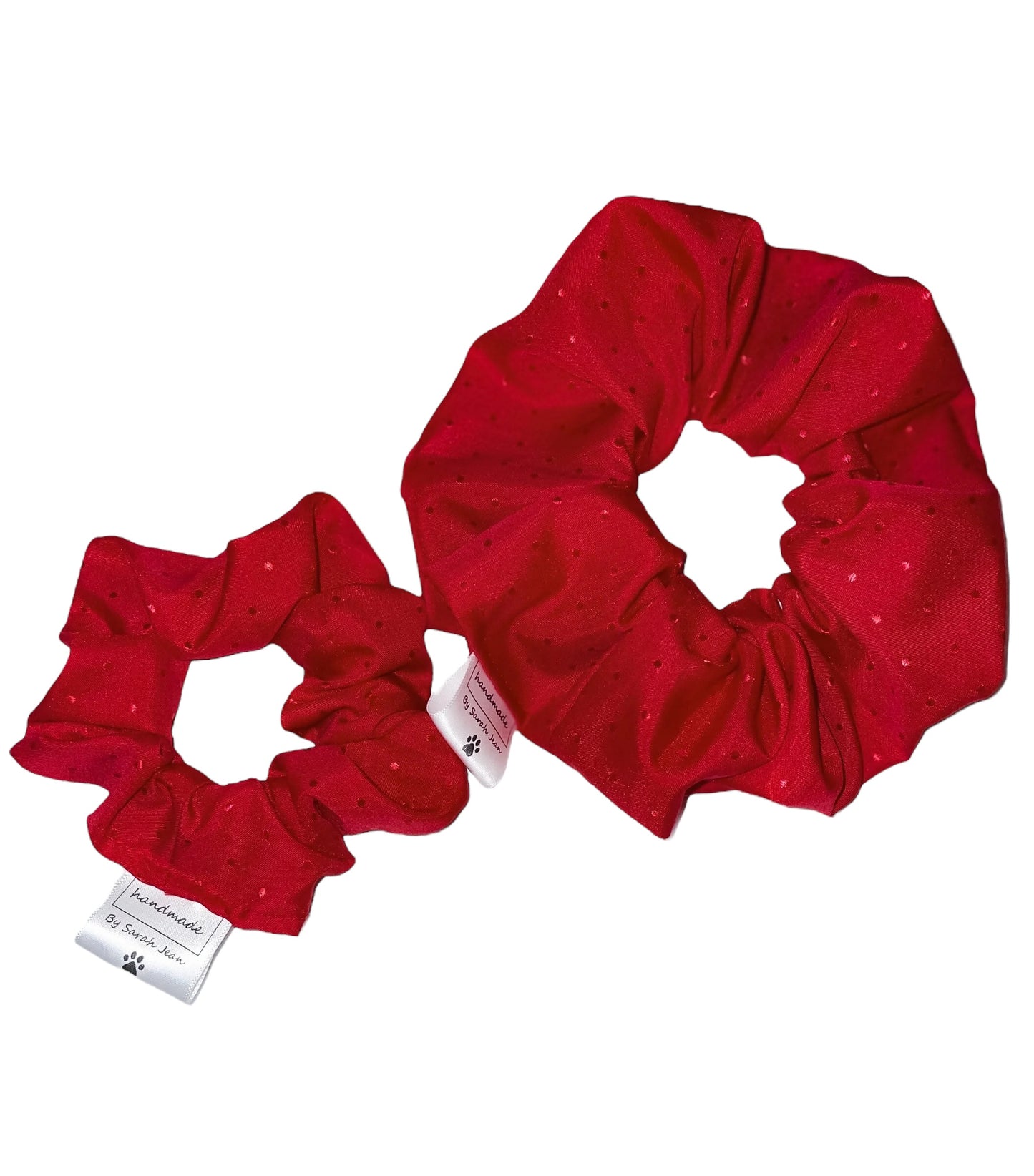 Red Polkadot Silky Hair Scrunchies