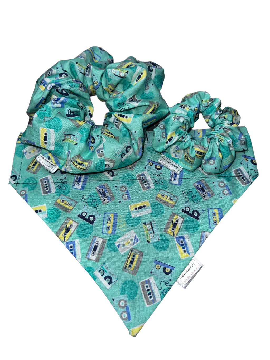 Block Party Collection - Cassette Tapes Pet Bandana and Hair Scrunchie