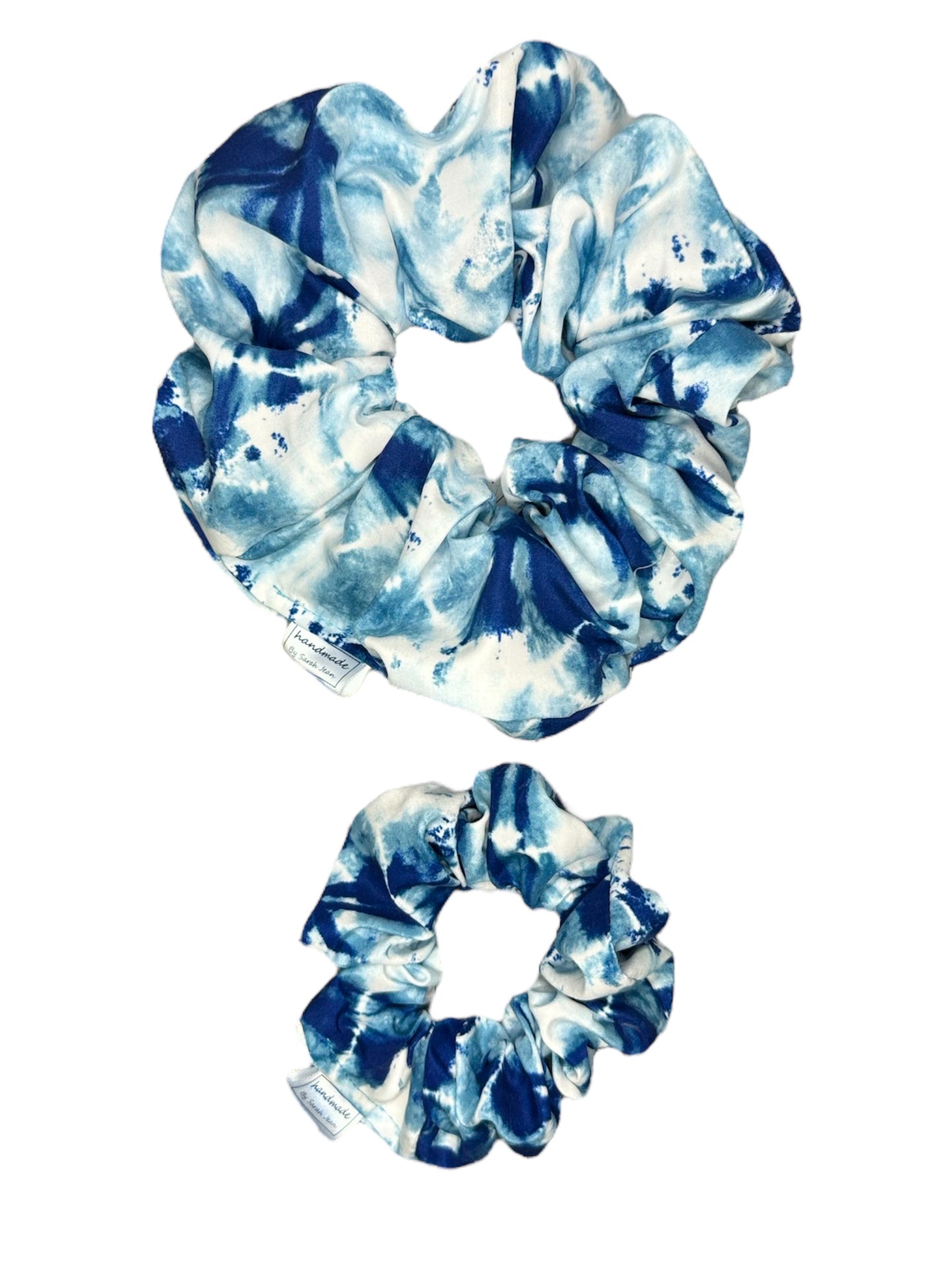 Tie Dye Collection - Navy & White Swim/Sweat Hair Scrunchies