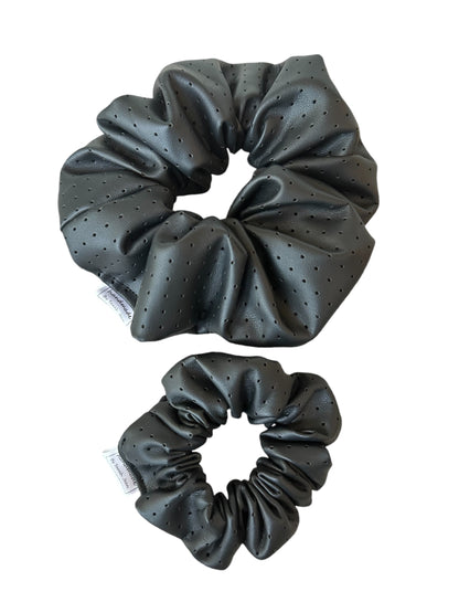 The Robyn Collection- Black Faux Leather Hair Scrunchies