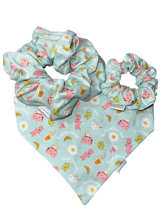 Brunch Date Collection - Breakfast Club Pet Bandanas and Hair Scrunchies