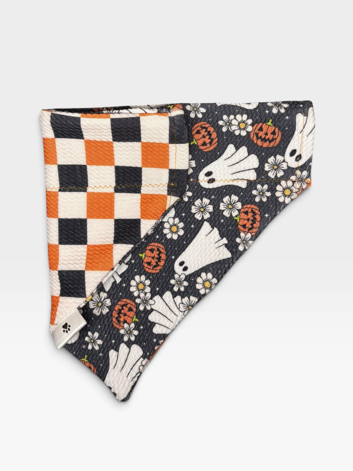 Spooky Season Collection - Ghostly Garden + Halloween Checker Reversible Bandana