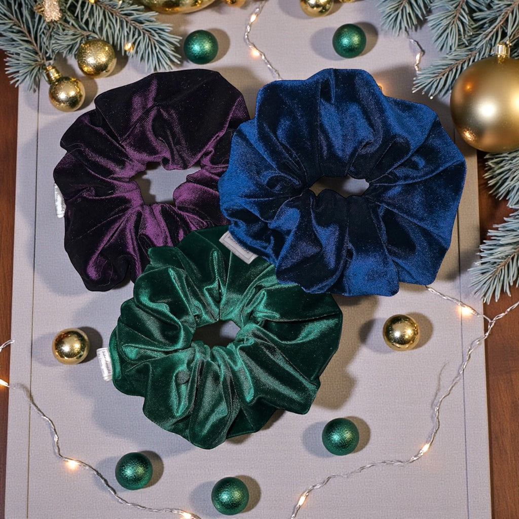 Velvet Vibes Collection - Midnight Blue Hair Scrunchies