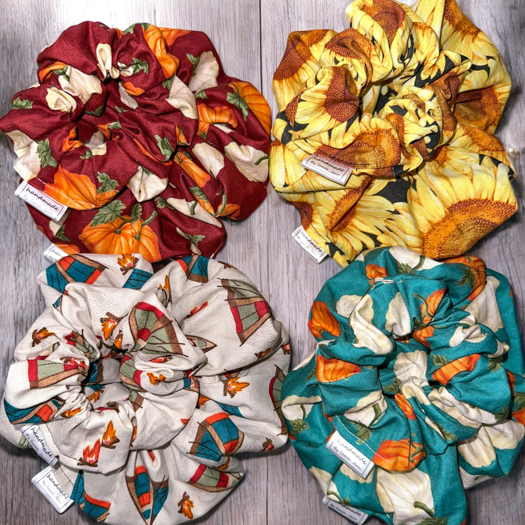 Fall Favourites Collection - Burgundy Pumpkin Patch Bandana and Hair Scrunchie
