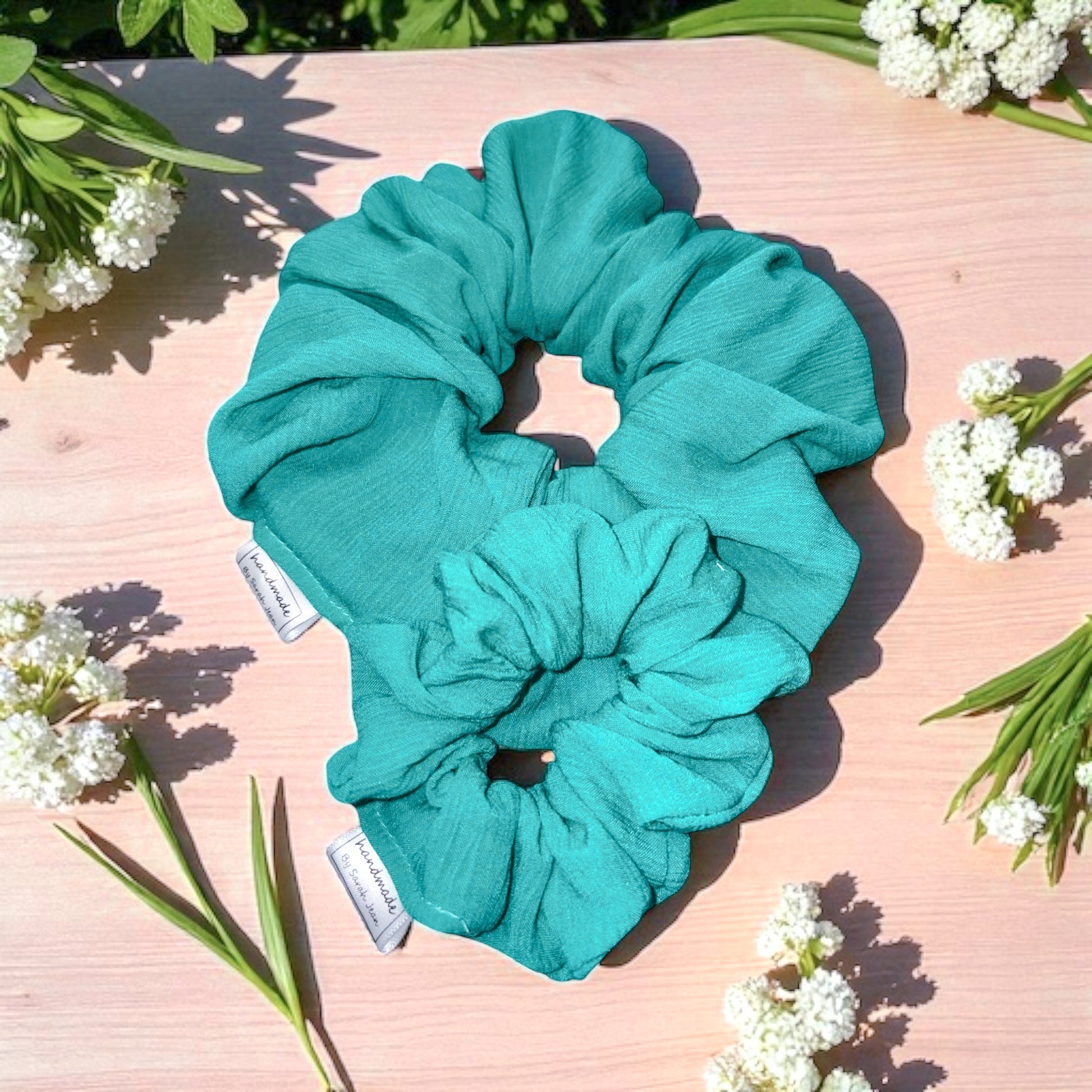 The Ferne Collection - Coastal Crush Teal Hair Scrunchies