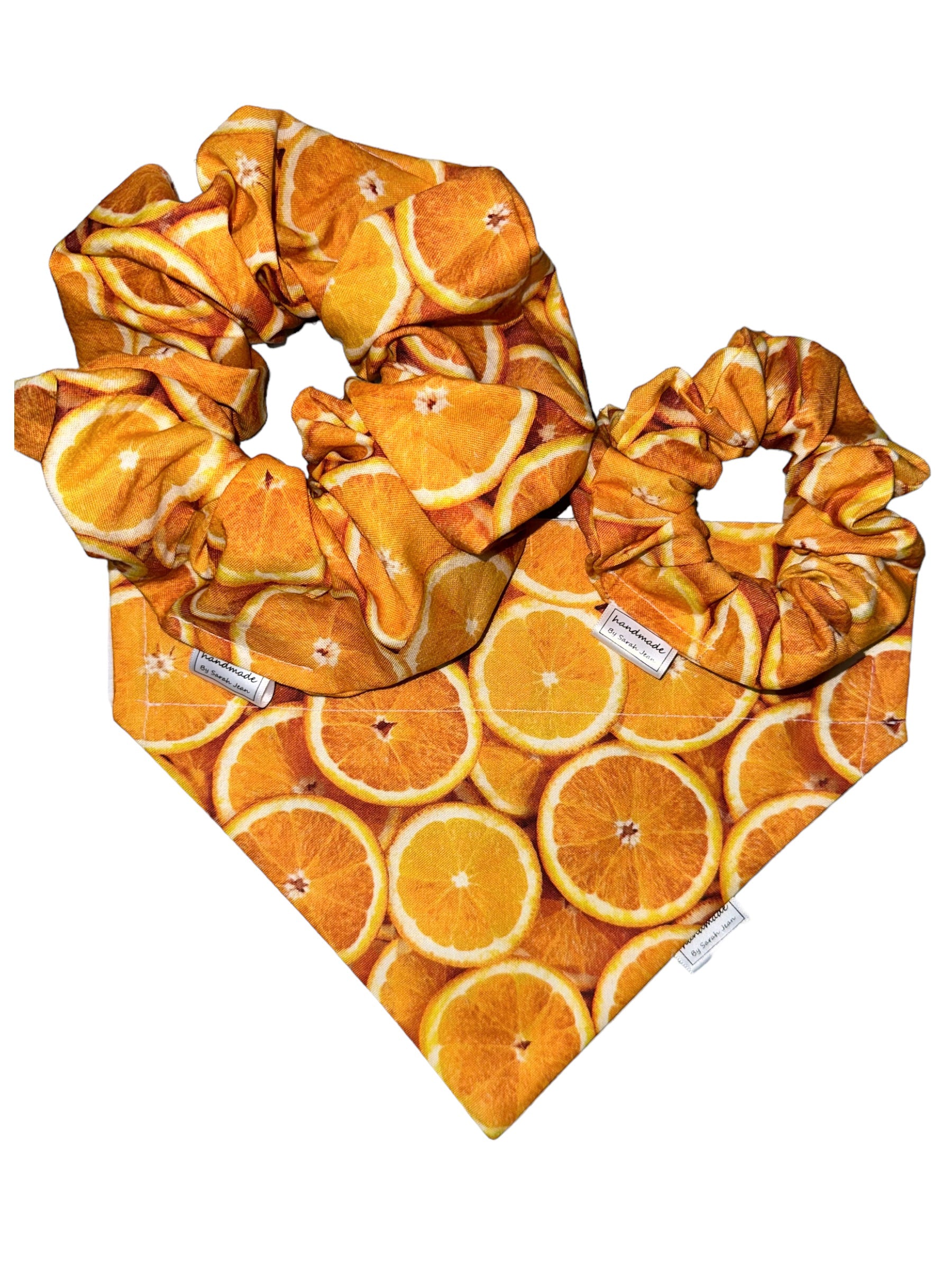 Summer Spritzer Collection - Citrus Orange Pet Bandana and Hair Scrunchie