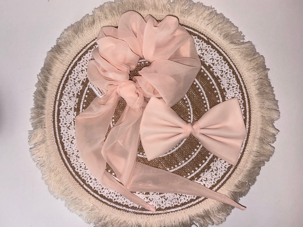 The Tiffany Collection - Blush Veil Scarf Scrunchie