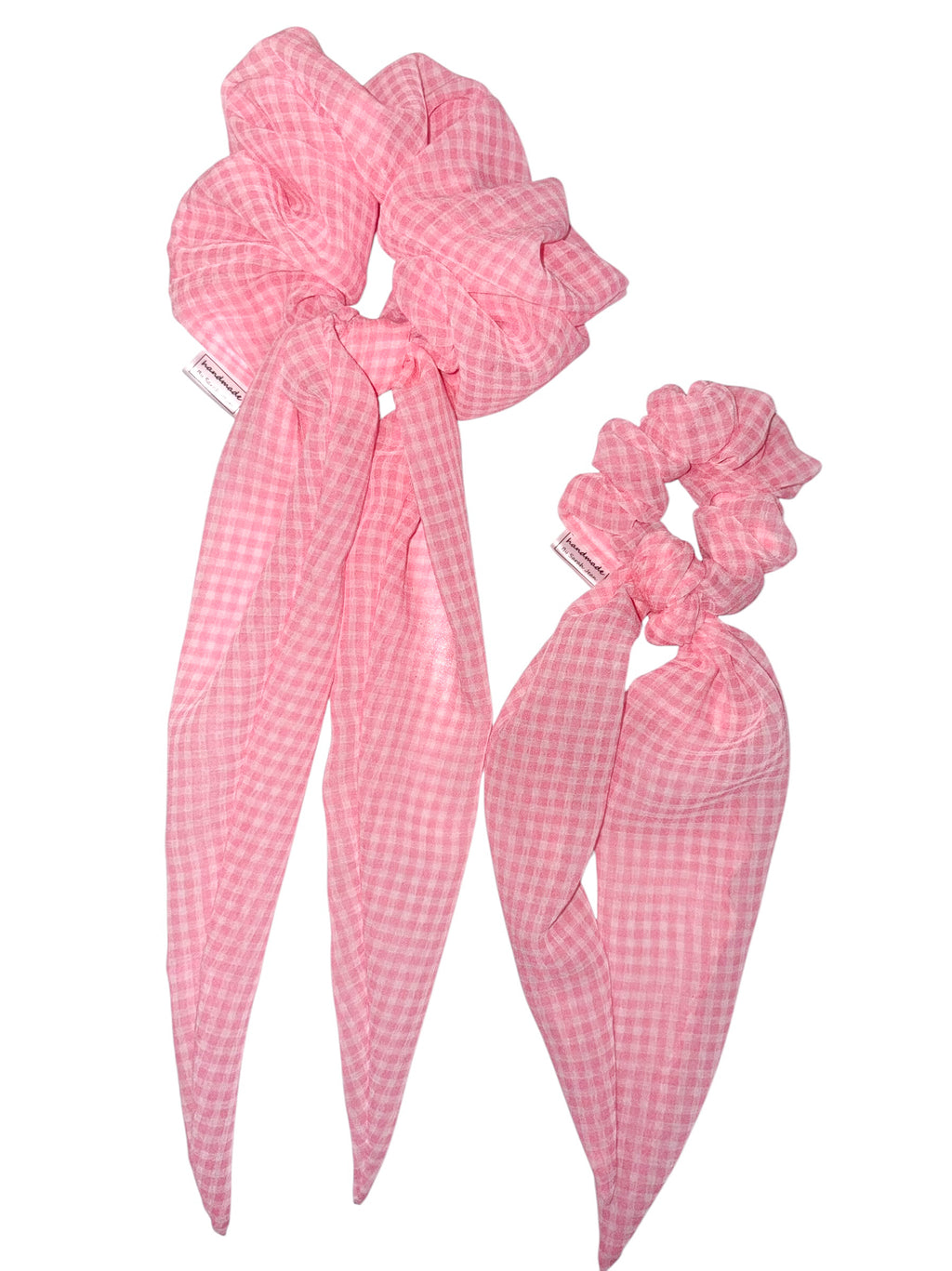 The Hayley Collection – Pink Gingham Scarf Scrunchie