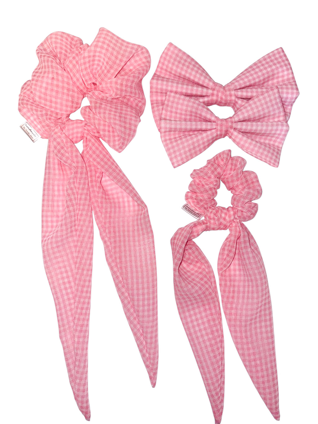 The Hayley Collection – Pink Gingham Scarf Scrunchie