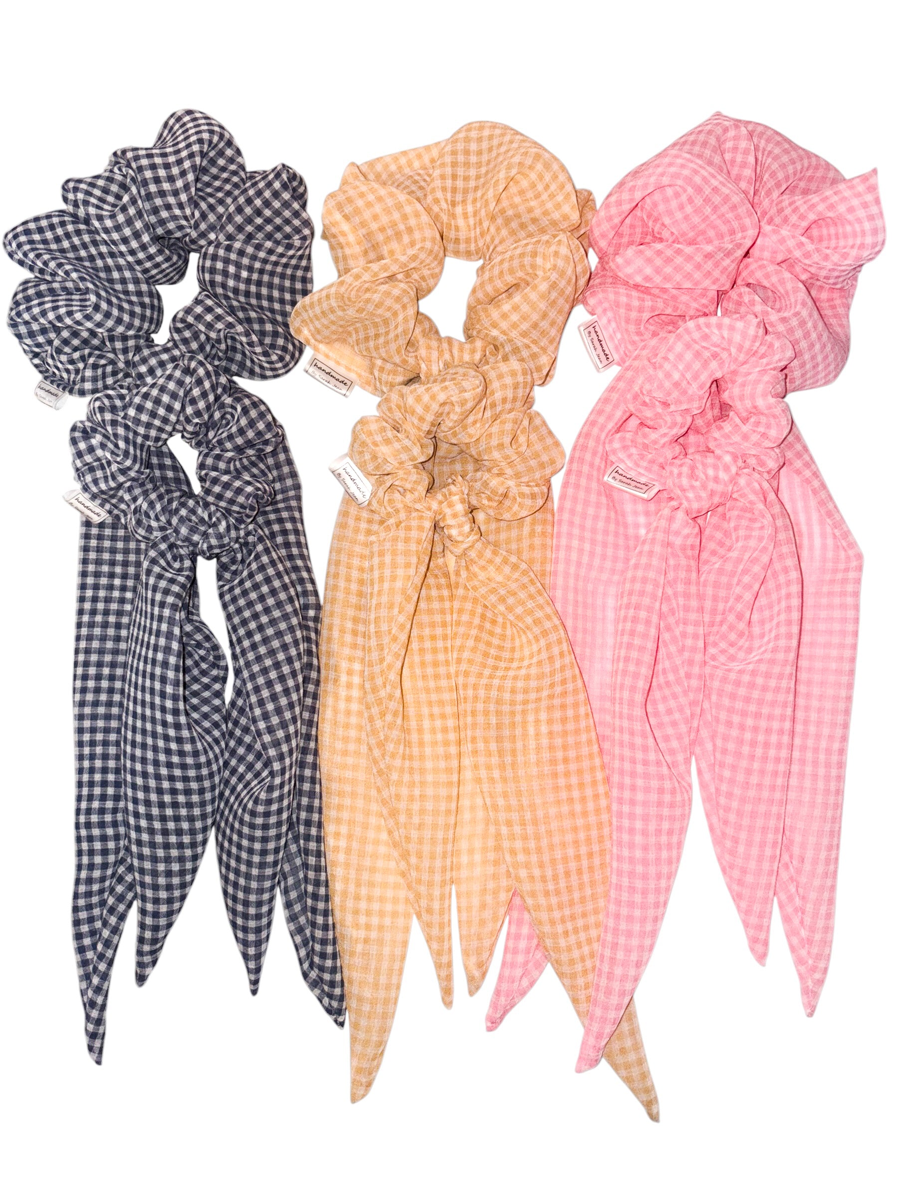 The Hayley Collection – Pink Gingham Scarf Scrunchie
