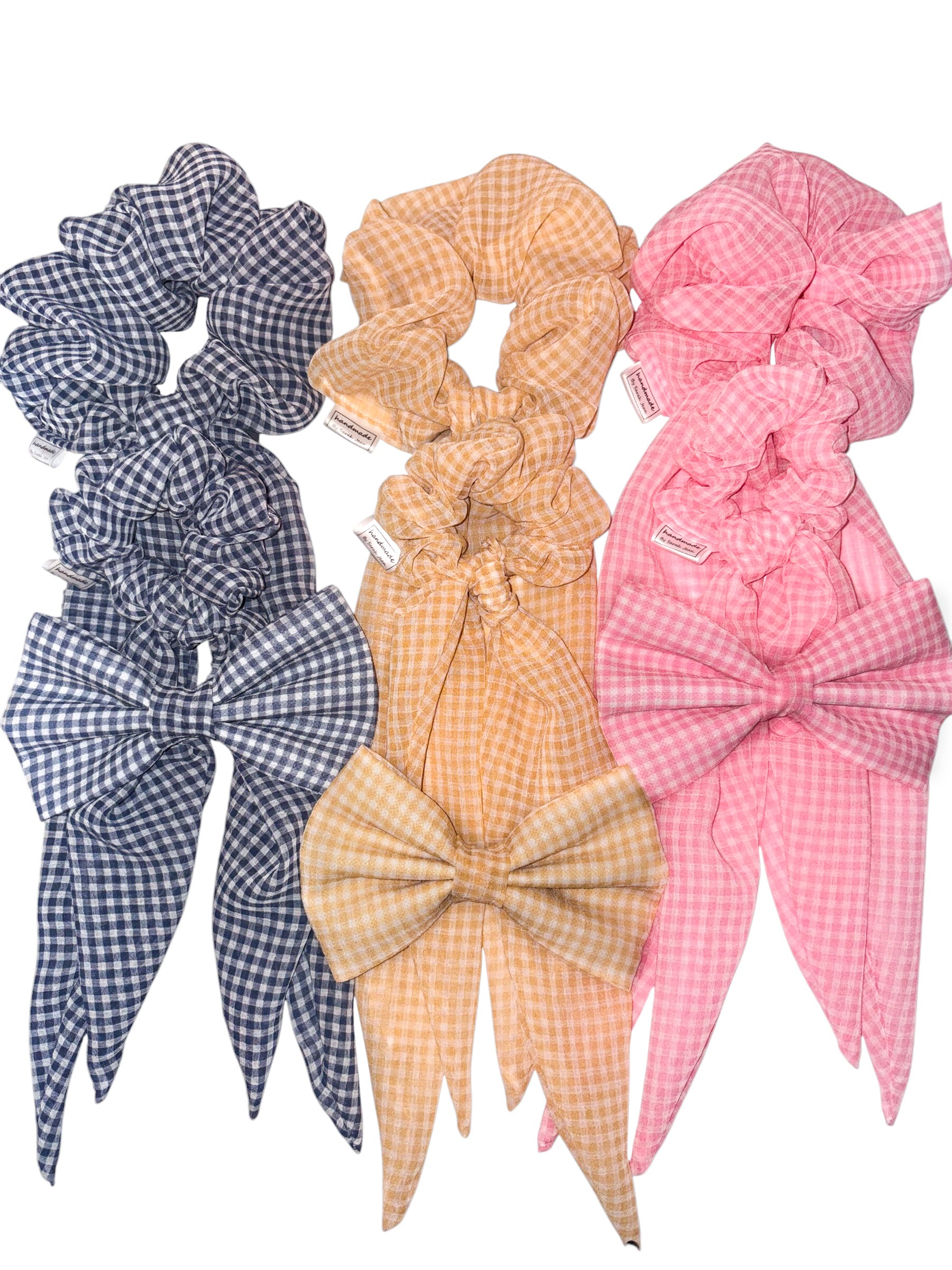 The Hayley Collection – Butter Yellow Gingham Scarf Scrunchie