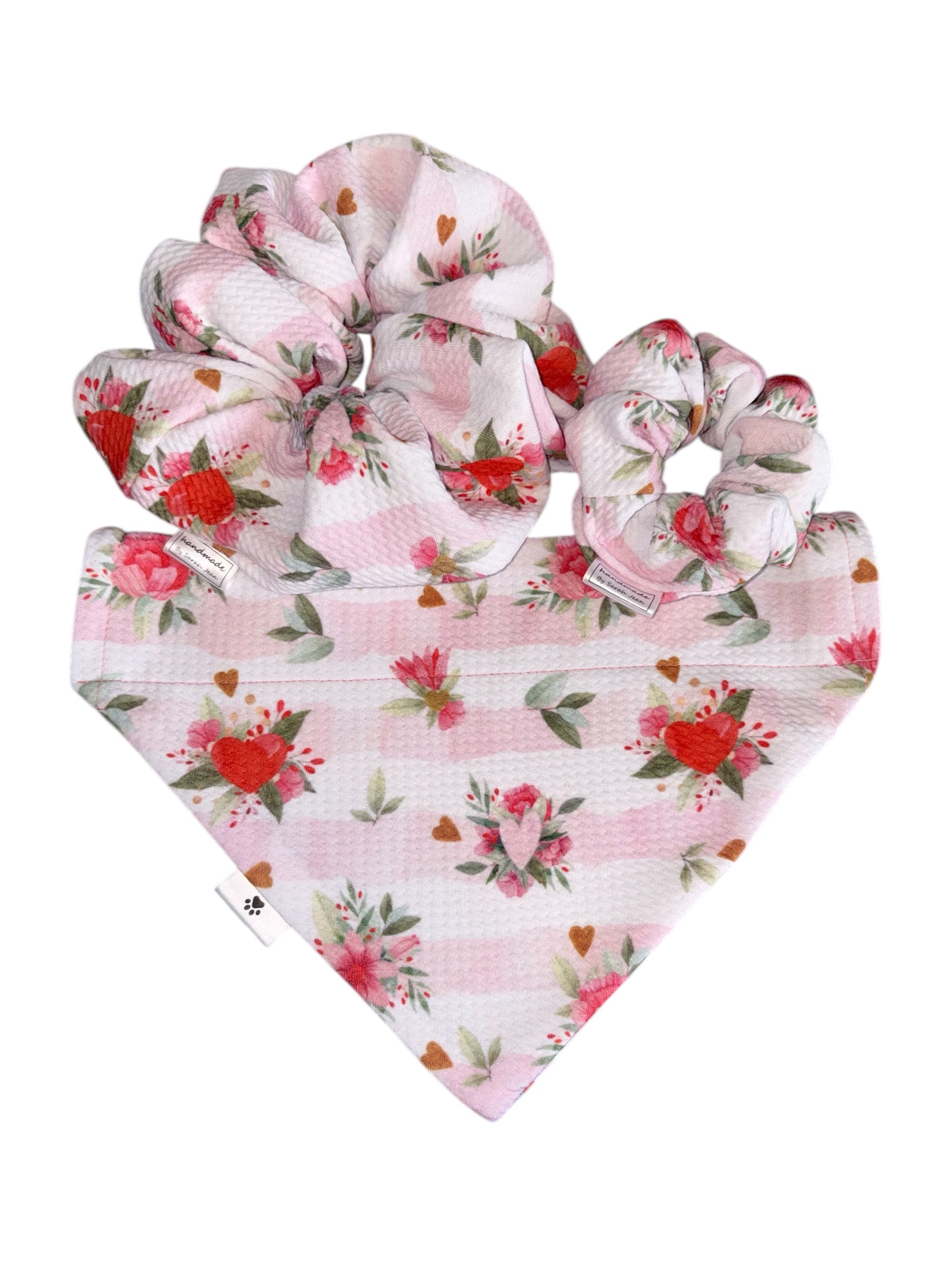 Valentine's Day Collection - Strawberries + Pink Stripes Double Sided Bandanas