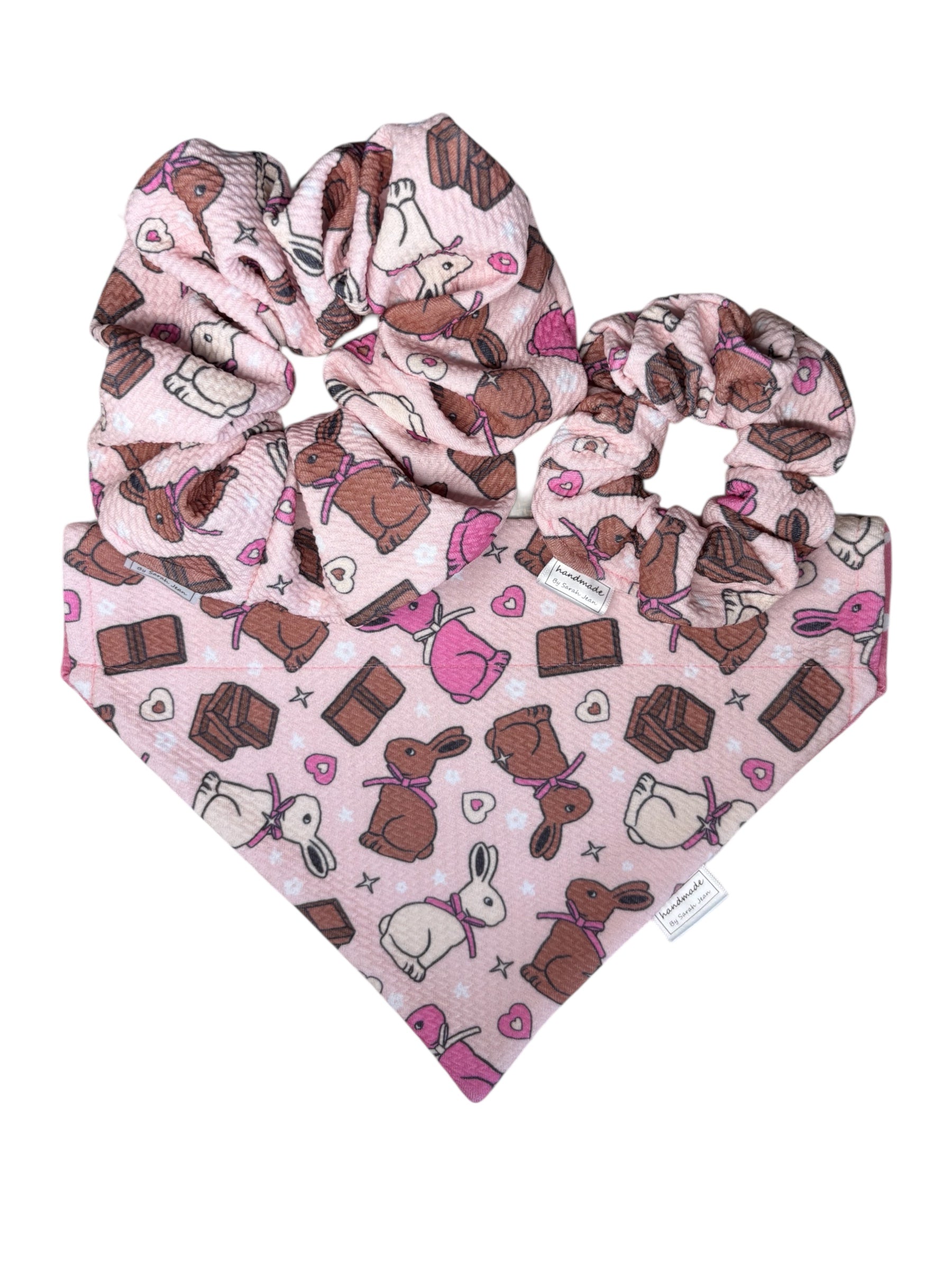 Easter Collection - Strawberry Polkadot + Chocolate Treat Double Sided Bandana