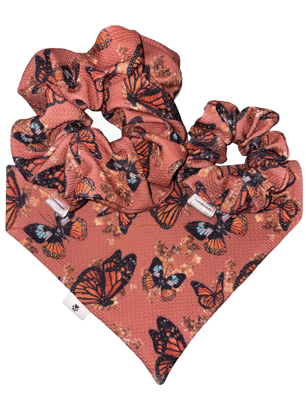 Flutter and Bloom Collection - Monarch Meadow + Tangerine Bloom Reversible Bandana