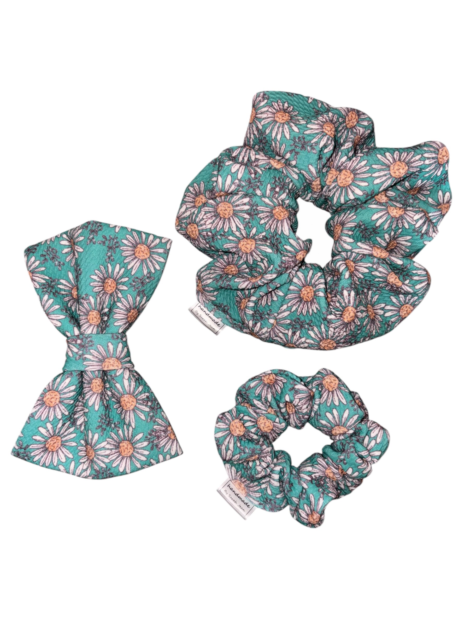 Flutter and Bloom Collection - Teal Daisy Bow Tie