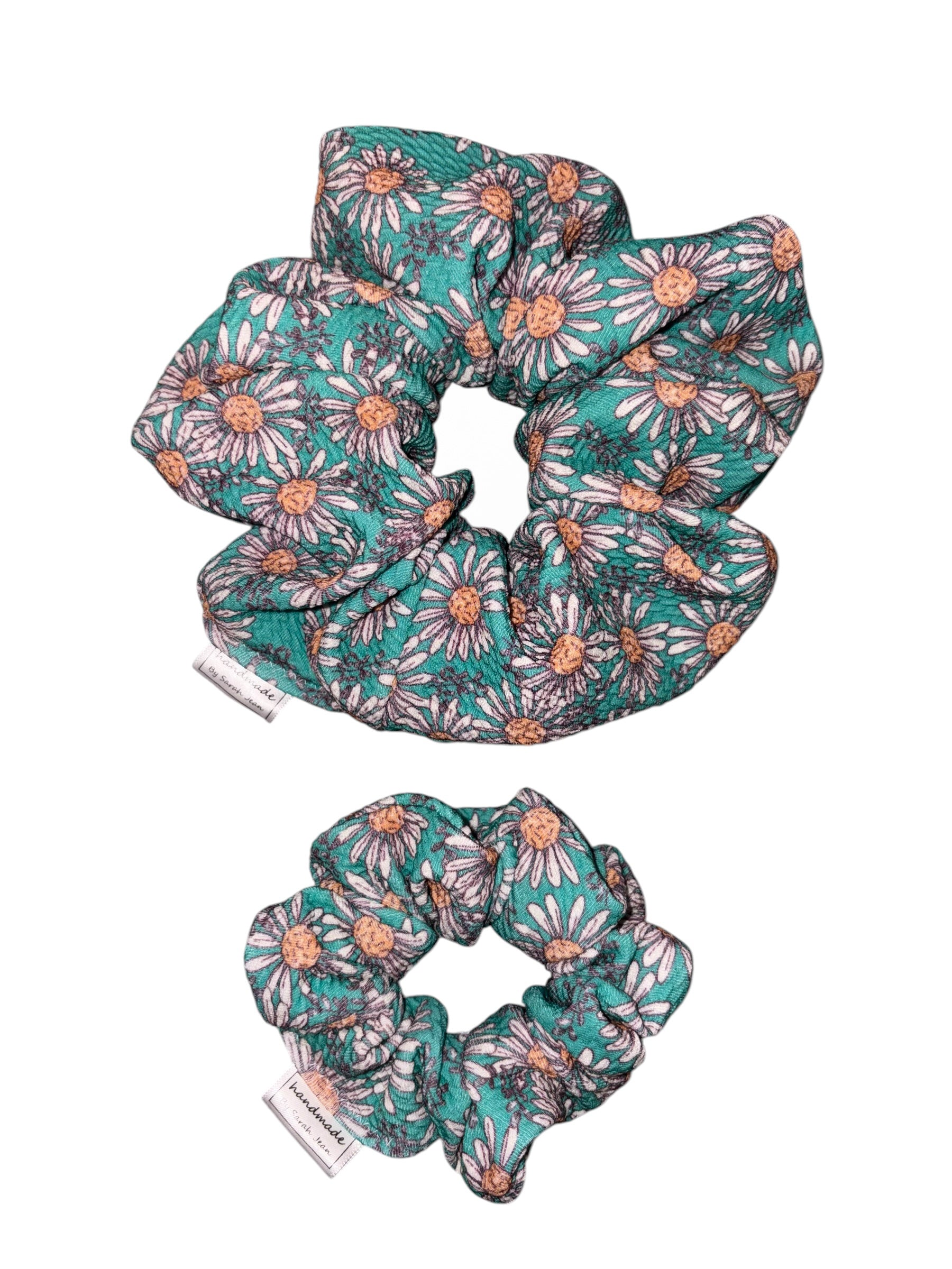Flutter and Bloom Collection - Teal Daisy Hair Scrunchie