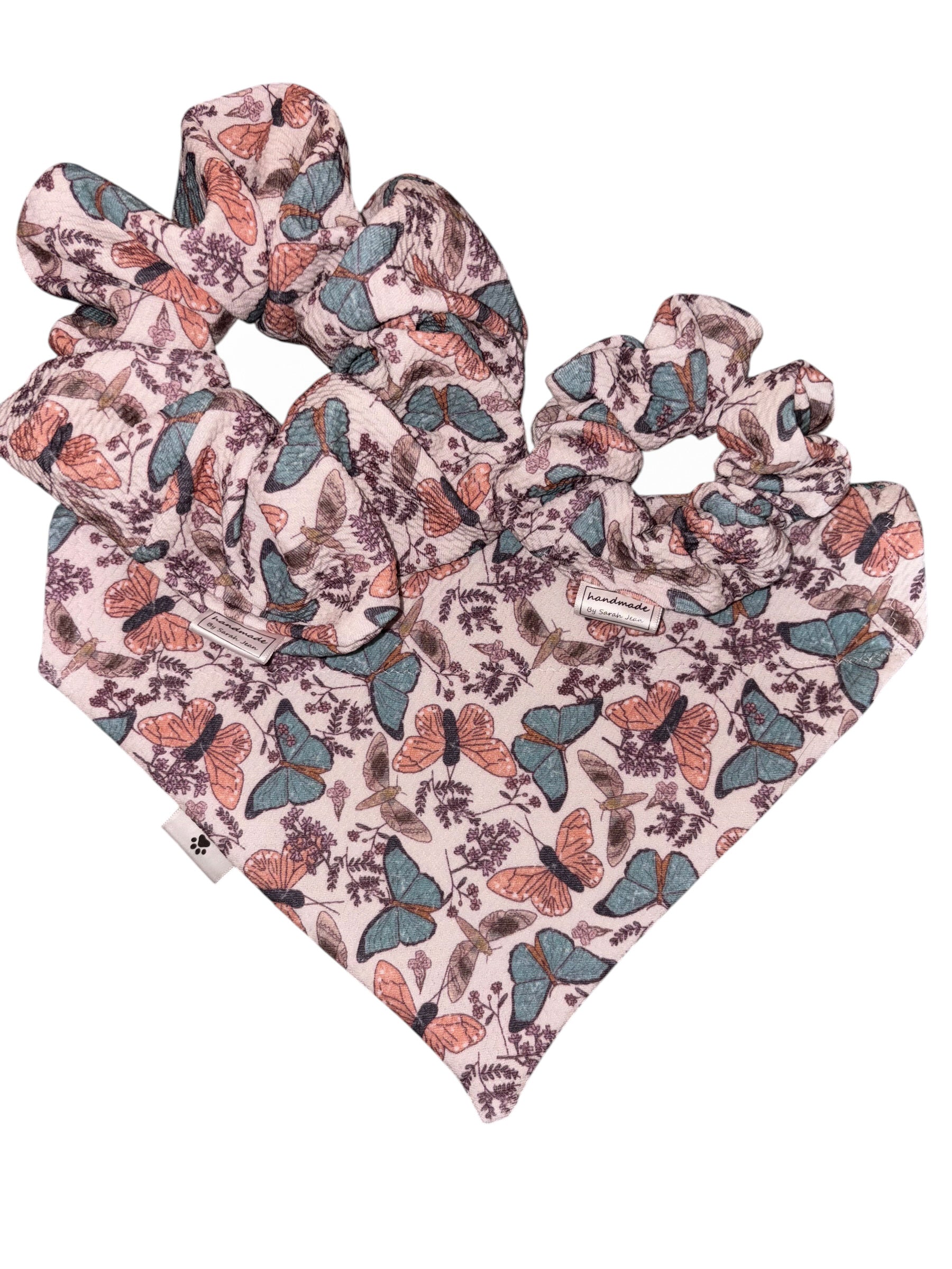 Flutter and Bloom Collection - Teal Daisy + Blush Flutter Reversible Bandana