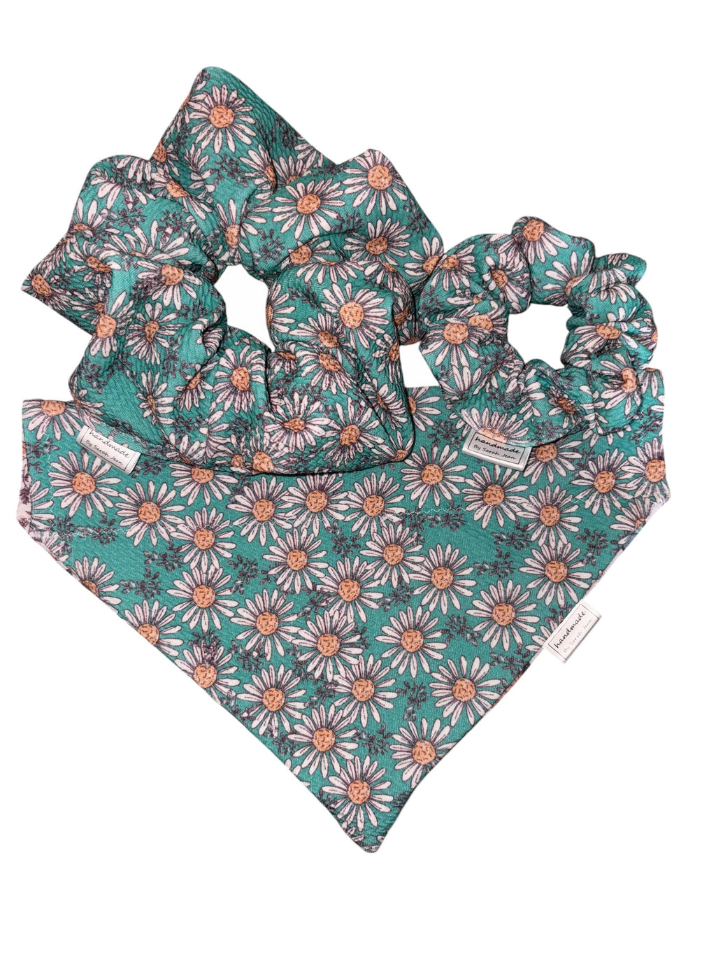 Flutter and Bloom Collection - Teal Daisy + Blush Flutter Reversible Bandana