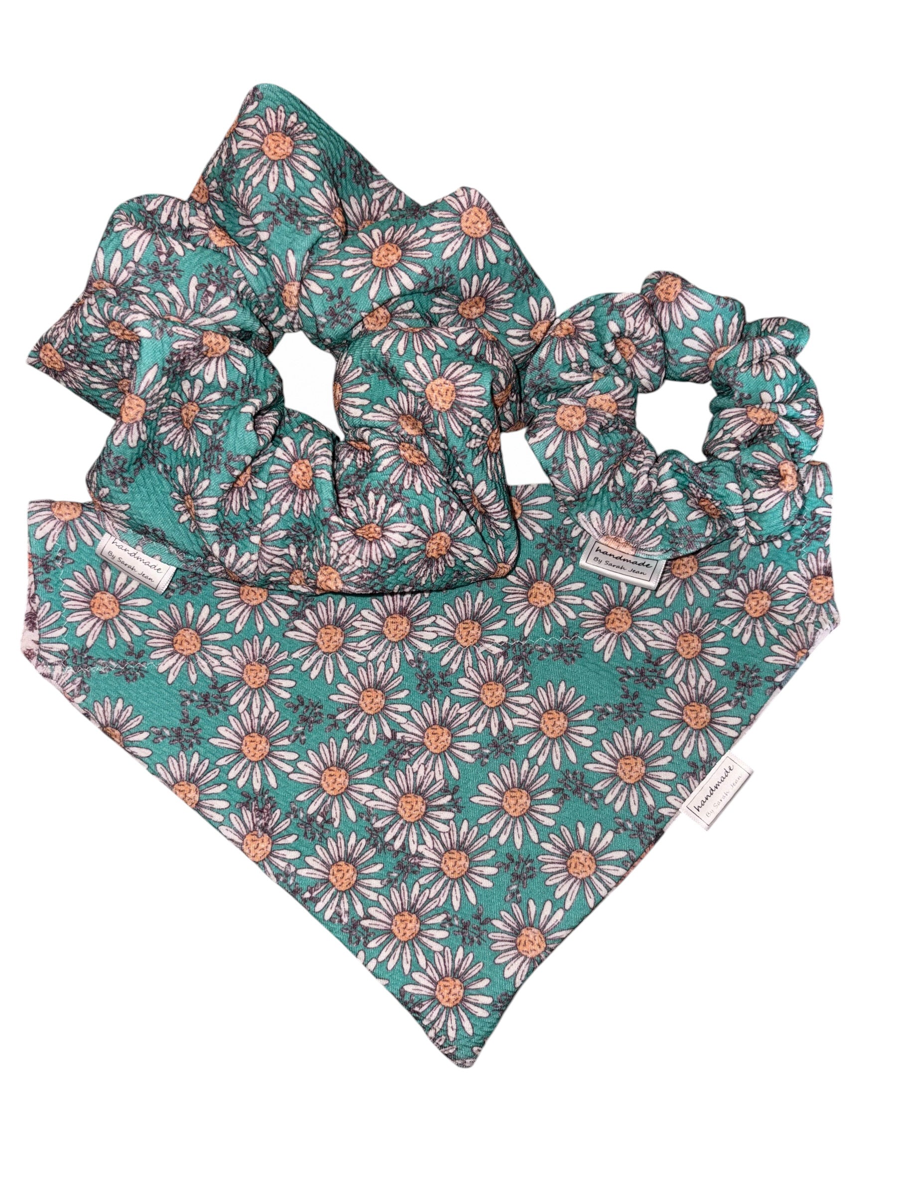 Flutter and Bloom Collection - Teal Daisy + Blush Flutter Reversible Bandana