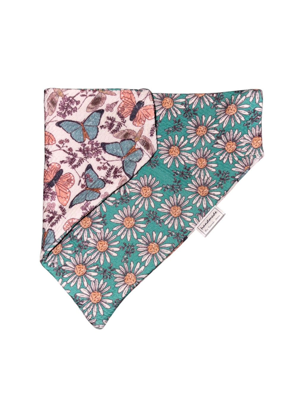 Flutter and Bloom Collection - Teal Daisy + Blush Flutter Reversible Bandana