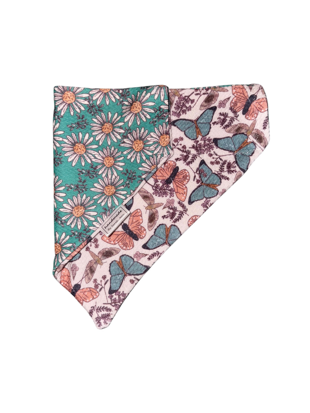 Flutter and Bloom Collection - Teal Daisy + Blush Flutter Reversible Bandana