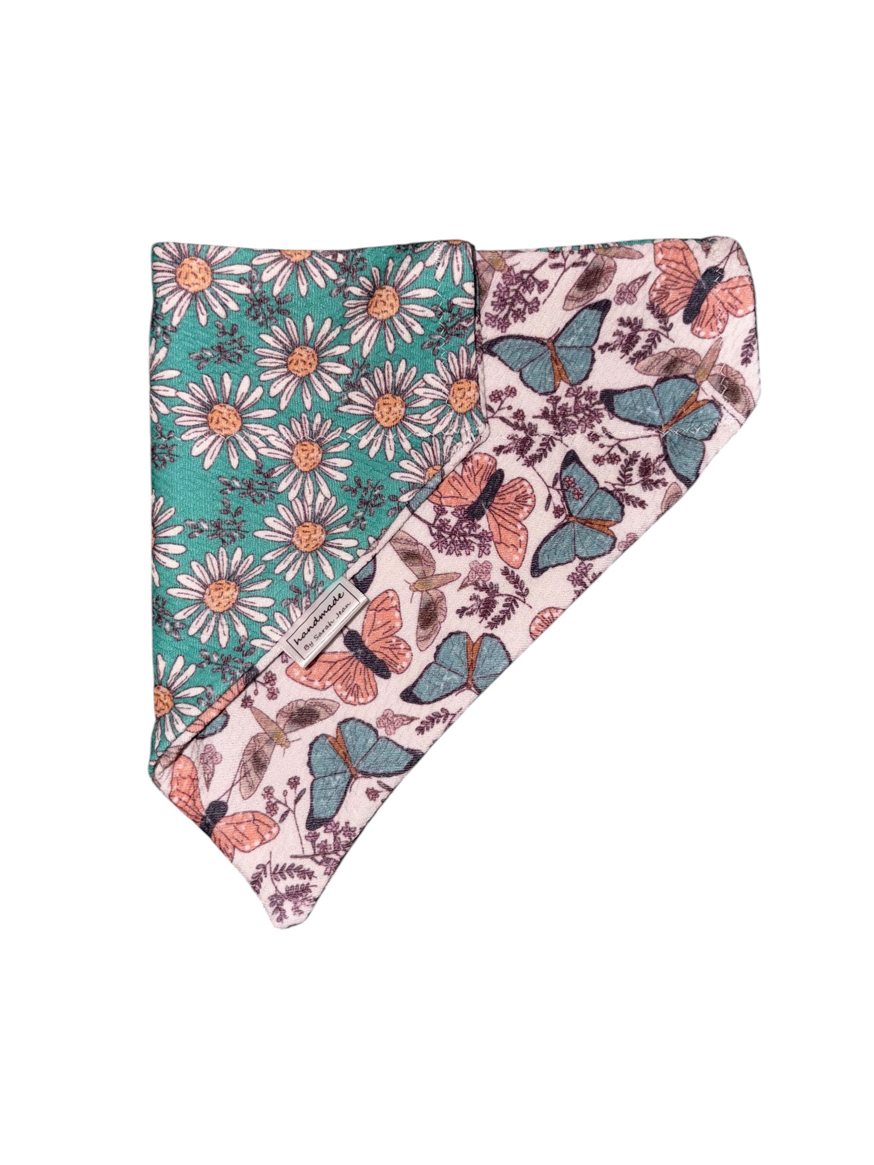 Flutter and Bloom Collection - Teal Daisy + Blush Flutter Reversible Bandana